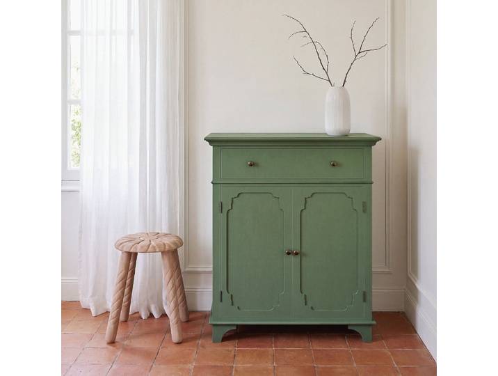 Khakigrünes Sideboard mit Antik-Effekt, 85 cm breit
