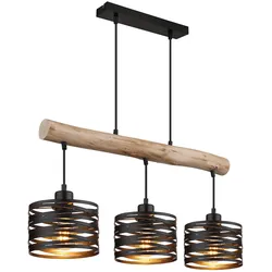 Hängeleuchte Pendelleuchte Esszimmerlampe Höhenverstellbar Schwarz Holz H 120 cm