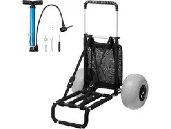 VEVOR Chariot de plage avec grandes roues pour le sable, plateau de chargement 760 x 390 mm, chariot de transport pliable avec roues ballons de 304 mm, capacité de 74,8 kg, hauteur de 685 à 1135 mm