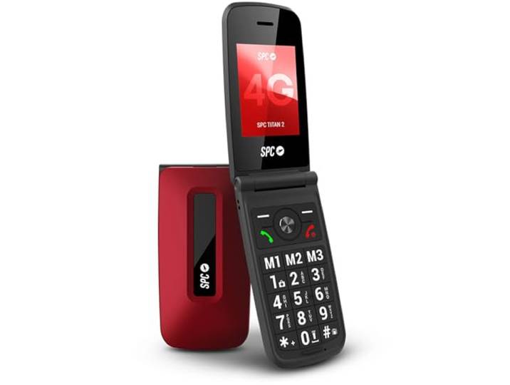 SPC Titan 2 – 4G mobiele telefoon voor senioren met grote toetsen, Rood