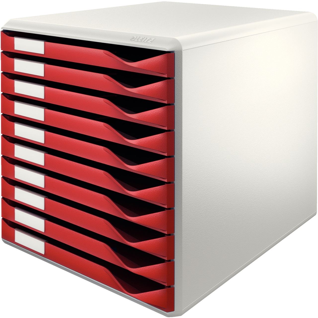 LEITZ Schubladenbox Formular-Set bordeaux 52810028, DIN A4 mit 10 Schubladen