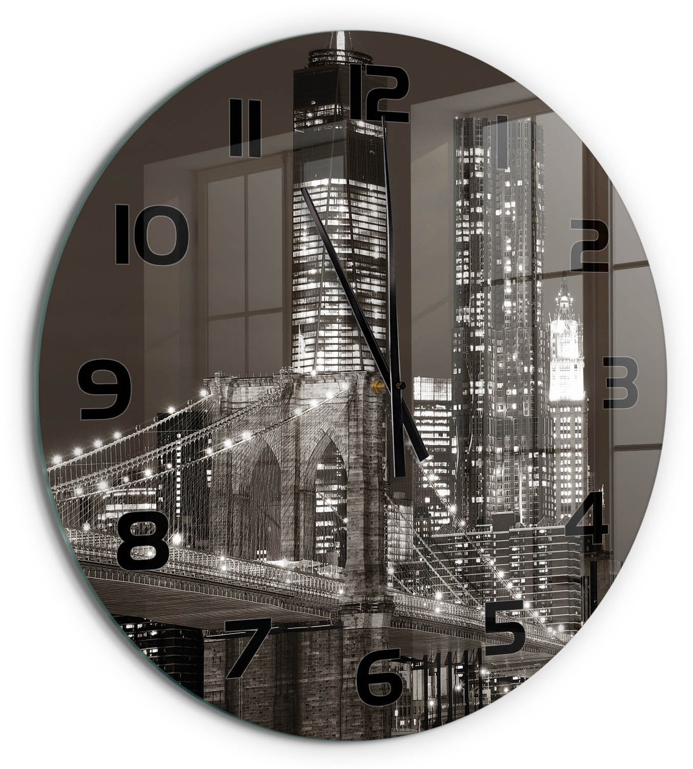 Tulup Wandklok Manhattan New York - Zwart-wit - Diameter: 60 cm