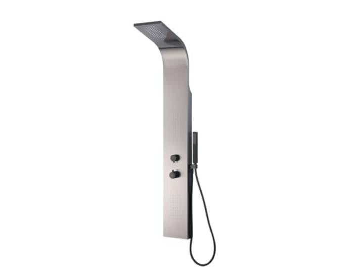 Essebagno Esseflat panneau de douche hydromassant thermostatique gris gun métal