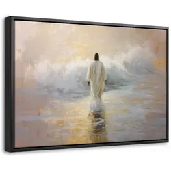 LEINWAND Bilder mit Rahmen - Gemälde - Welle - Jesus - Abstrakt - 60x40