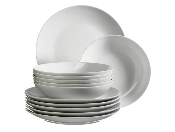 Mäser Tafelservice, Weiss, Keramik, 12-teilig, Geschirr, Geschirr-Sets, Tafelservice