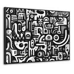 LEINWAND Bilder mit Rahmen - Symbole - Abstrakt - Grafik - Schwarz - 70x50