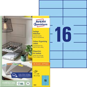 Zweckform Avery  3453 blaue Etiketten 105 x 37mm, 1600 Stück