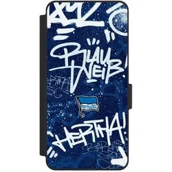 Nivocase Klapphülle für Samsung Galaxy S26 Handyhülle aus Kunst Leder NIVOflip schwarz Graffiti Hertha BSC (Samsung Galaxy S26), Smartphone Hülle, Schwarz