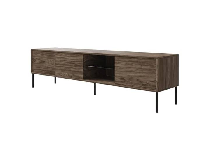 Selsey TV Lowboard 175 cm Rauchglasregal & LED Beleuchtung Modernes Design Nussbaumoptik mit ABS-Kanten Push-to-Open Fronten Lowboard für Wohnzimmer Minimalistische Eleganz & Funktionalität