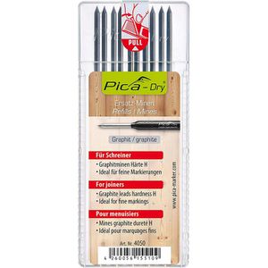 Pica Tieflochmarkerminen Dry 4050 Ersatzminenset, für Schreiner, graphit, 2,8mm, 10 Stück