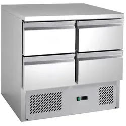 A&S polarny Gastro Mini-Kühltisch Kühlung Edelstahl 109 L | 4 Schubladen | Kühltheke Profi