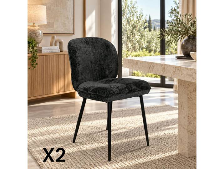 Chaise cosy en tissu (lot de 2) IENA - Noir