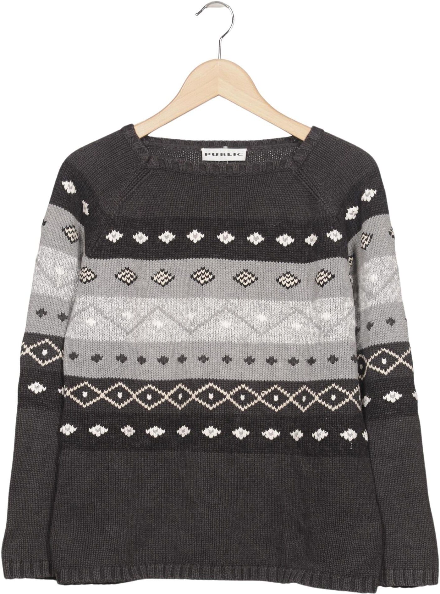 Public Damen Pullover, Grau, Gr. EU 42, Baumwolle - Second Hand
