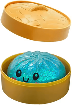 Inspire Curations Dumpling Squishy Stress Ball With Bamboo Steamer Slow Rebound Sensory Squeeze Toy blue