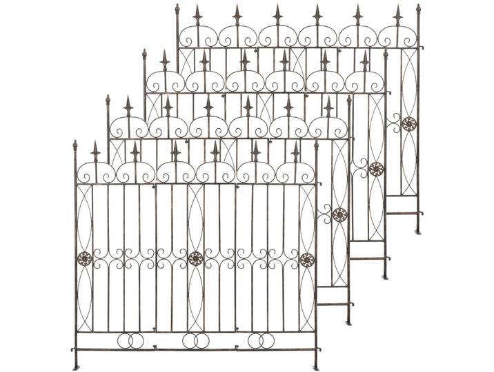 CLP 4er Set Gartenzäune Mangold Steckzaun Landhausstil Rankzaun Garten Terrasse Farbe bronze