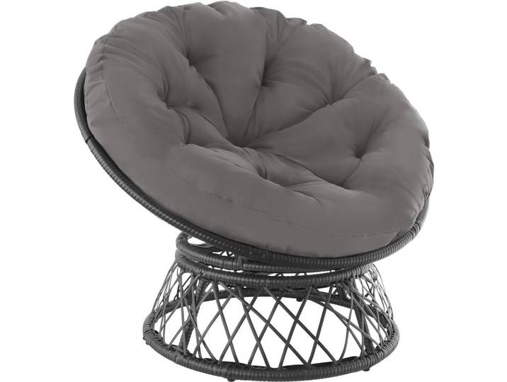 tectake Rattansessel Gargano, 92 x 80 x 80,5 cm, schwarz, Schwarz, Kunststoff, 80x80.5x92 cm, Gartenmöbel, Gartensessel, Gartenstühle