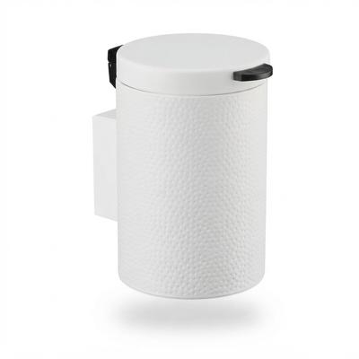 Relaxdays Kosmetikeimer Wandmontage, 3 Liter, Absenkautomatik, Inneneimer, Metall, runder Badezimmer Mülleimer, weiß