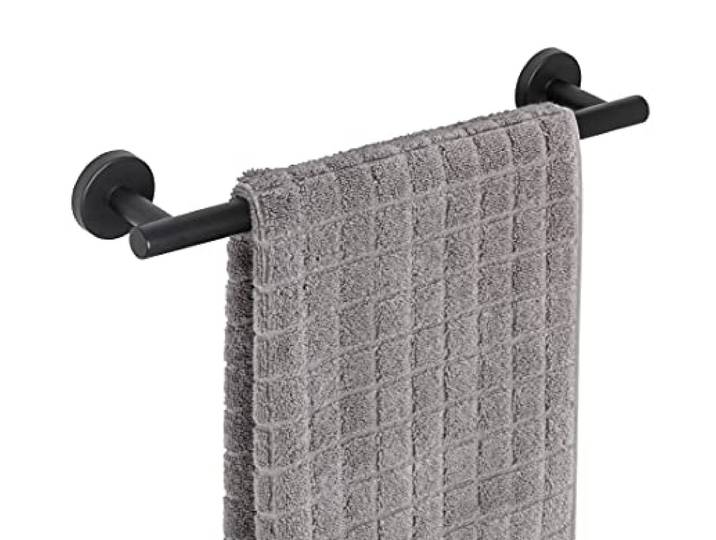 WENKO Porte Serviette Mural Bosio\, Barre Porte Serviette Murale Fixation Murale Inclus\, Acier Inoxydable\, 40x5\,5x7 cm\, Noir Mat