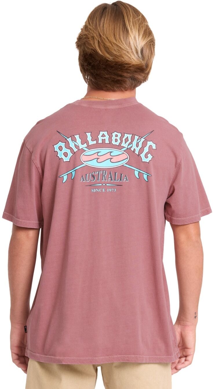 T-Shirt BILLABONG "Heritage Arch", Herren, Gr. M, rosa (rot dahlia), Obermaterial: 100% Baumwolle., Shirts T-Shirt rot dahlia M
