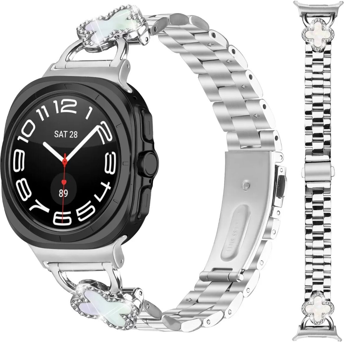 INF Kleeblatt Edelstahl Uhrenarmband kompatibel mit Samsung Galaxy Watch7 47mm - Silber