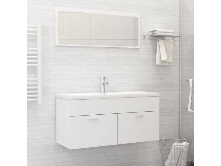 Meuble sous lavabo - - Meuble lavabo - Aggloméré - Blanc - 2 portes - Avec lavabo - 101x39 5x18 5 cm 840cga66z