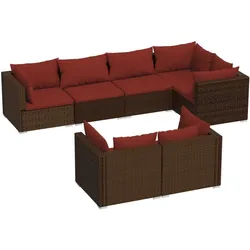 Helloshop26 - Polyrattan Gartenmöbel Set 7-teilig mit Kissen Braun Outdoor Möbel 02_0017245
