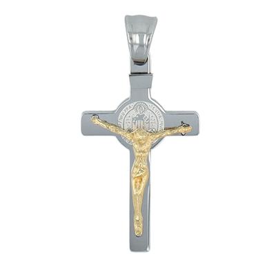 Kreuzanhänger AKZENT "Kismet" - Silberfarben - Hochwertiger Halsschmuck - Kreuz", bunt (bicolor), Schmuckanhänger, Damen, Edelstahl