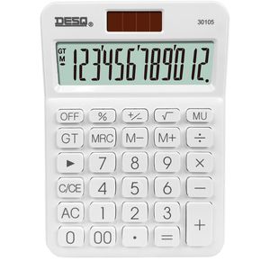 DESQ Taschenrechner 30105, 12-stelliges LC-Display, Solar- & Batteriebetrieb