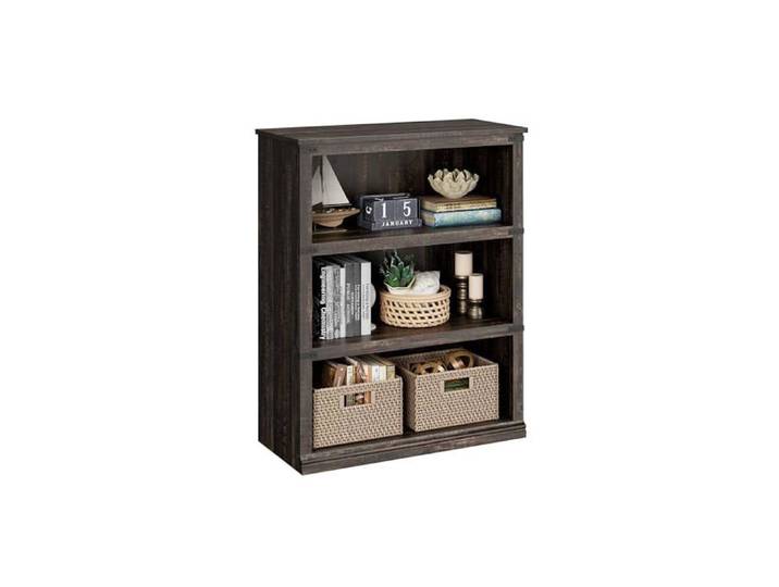 Etagère 3 niveaux bois foncé autoportante rustique grande capacité salon chambre bureau