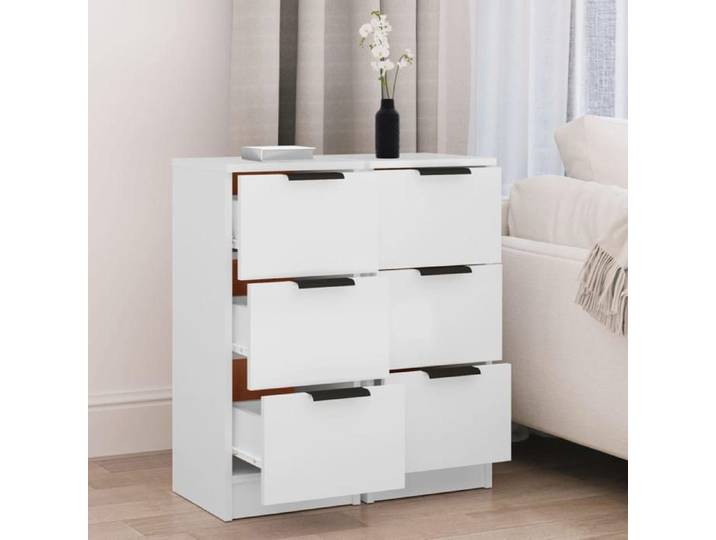 Printemps 2026 Soldes Commode salon - armoire à tiroirs - Blanc Buffet de rangements 2 pcs blanc 30x30x70 cm bois d'ingénierie 2_58