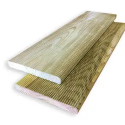 Terrassendiele Kiefer 2,5 x 14,5 x 400 cm - Diele Holzterrasse druckimprägniert - Terrassenboden mit Antirutsch-Nutung - Terrassenholz fein geriffelt