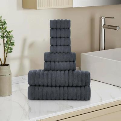 JML 8 Piece Oversized Bath Towel Set, 100% Cotton Bath Towels, Highly Absorbant Bordered Towels