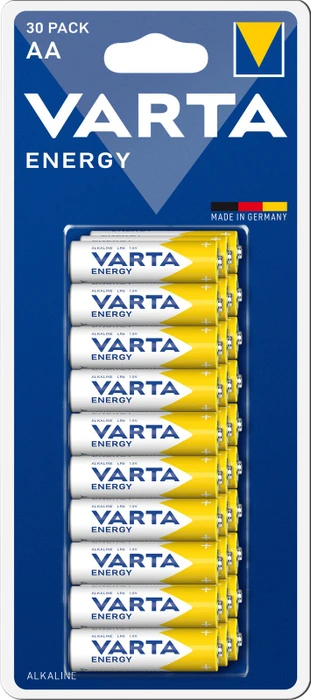 VARTA Batterie Alkaline, Mignon, AA, LR06, 1.5V Energy, Retail Blister (30-Pack)