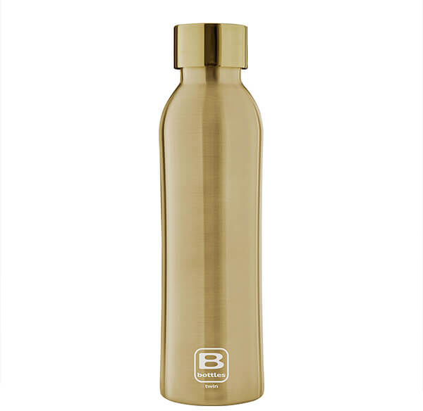 Bugatti B Bottle Twin 500ml Thermal Water Bottle Yellow Gold Brushed