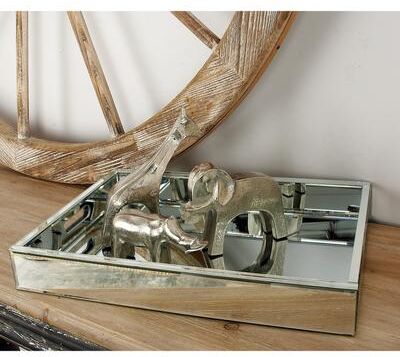 ARCILLA ELEMENTAL Silver Wooden Mirrored Tray