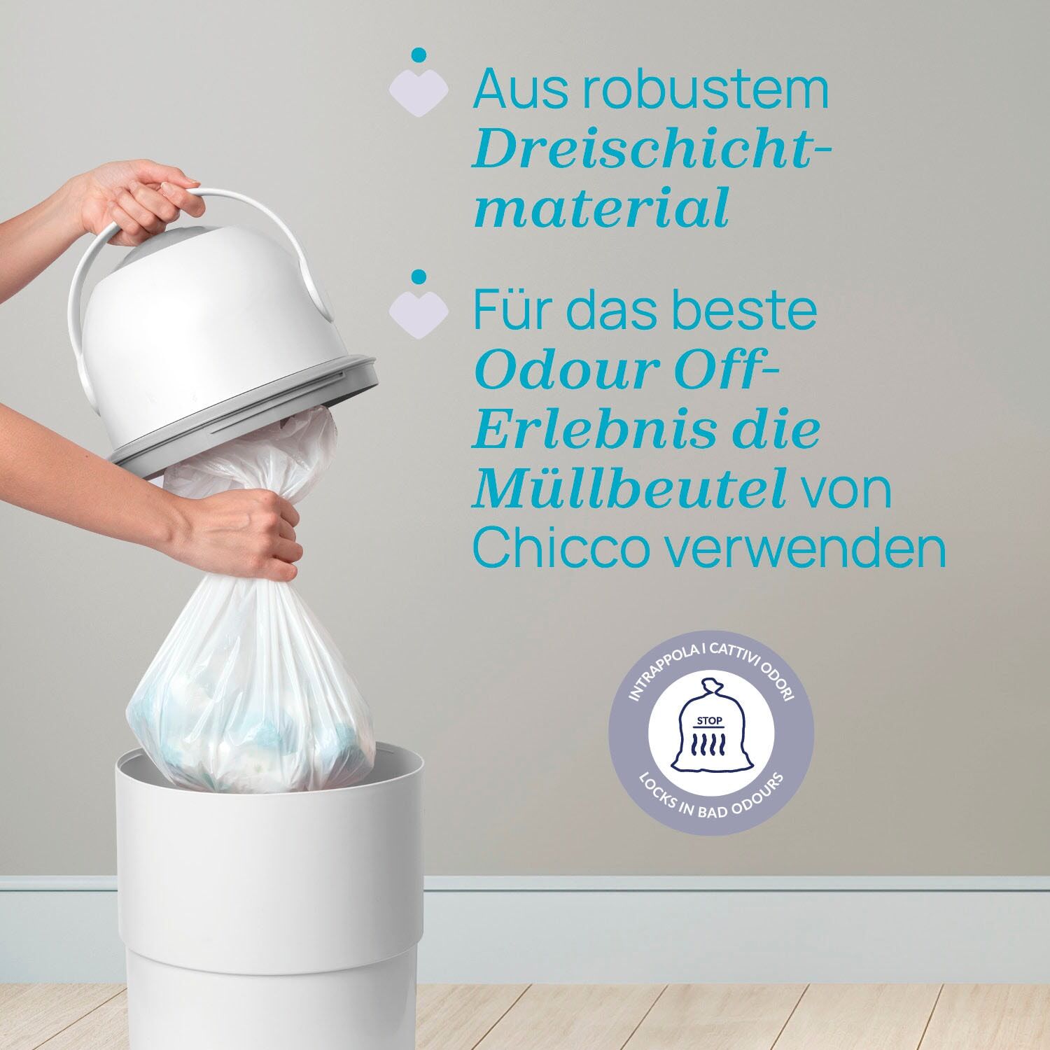 Windeleimer CHICCO "Müllbeutel für Odour Off 3x15 Stück", Baby, Gr. B/H/T: 48cm x 65cm, transparent, Kunststoff, Mülleimer Windeleimer, Topseller