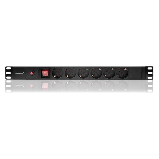 Qoltec 53993 Überspannungsschutz CB für RACK 19 16A 1HE PDU 6xSCHUKO 2m (?53993)