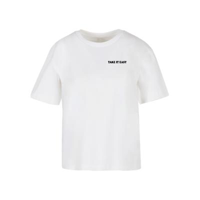 T-Shirt MISS TEE "Miss Tee Take It Easy Flowers Tee", Damen, Gr. 5XL, weiß, 100% Baumwolle, bedruckt, normal, Rundhals, Shirts T-Shirt