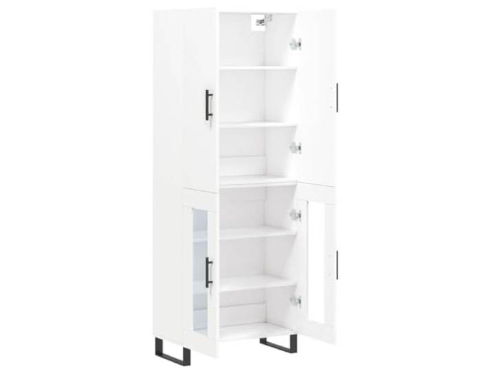 Coespram Highboard Weiß 69,5x34x180 cm Vitrinenschrank 2-TLG. Zweiteilige Vitrinenkombination mit Glas- und Holztüren für stilvolle Ordnung in Wohnzimmer und Essbereich.