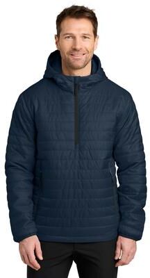 Port Authority J855 Packable Puffy Anorak Jacket in River Blue Navy size Medium   Polyester