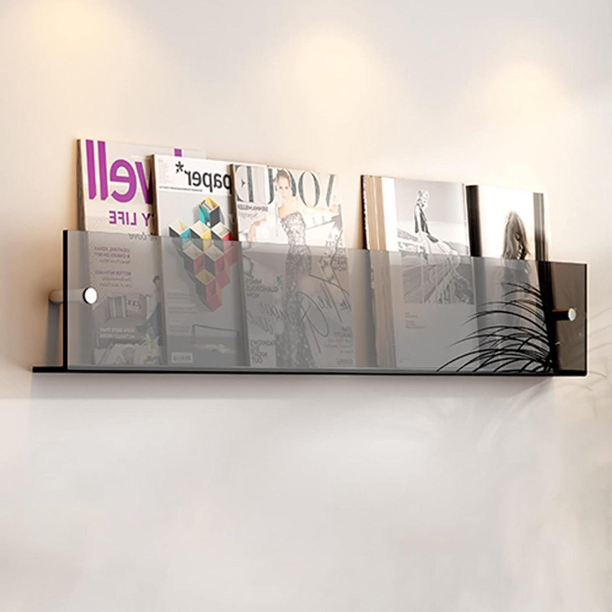 Acryl Magazine Rack Wandhouder voor Brochures en Pamfletten Transparant Display Oranje en Donkergrijs