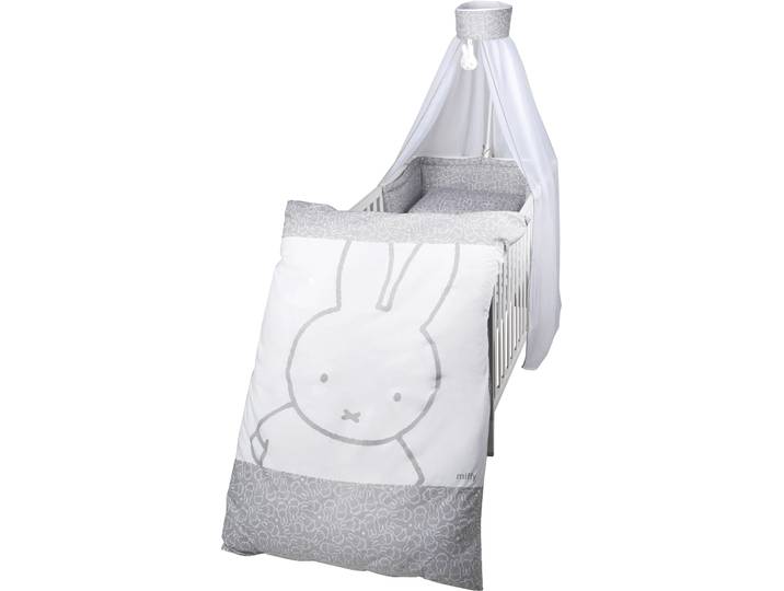 Himmelbettgarnitur ROBA miffy , grau, Baumwolle, Himmelbettgarnituren, Himmelbettgarnitur, 4-tlg., mit Bettwäsche, Nestchen und Himmel
