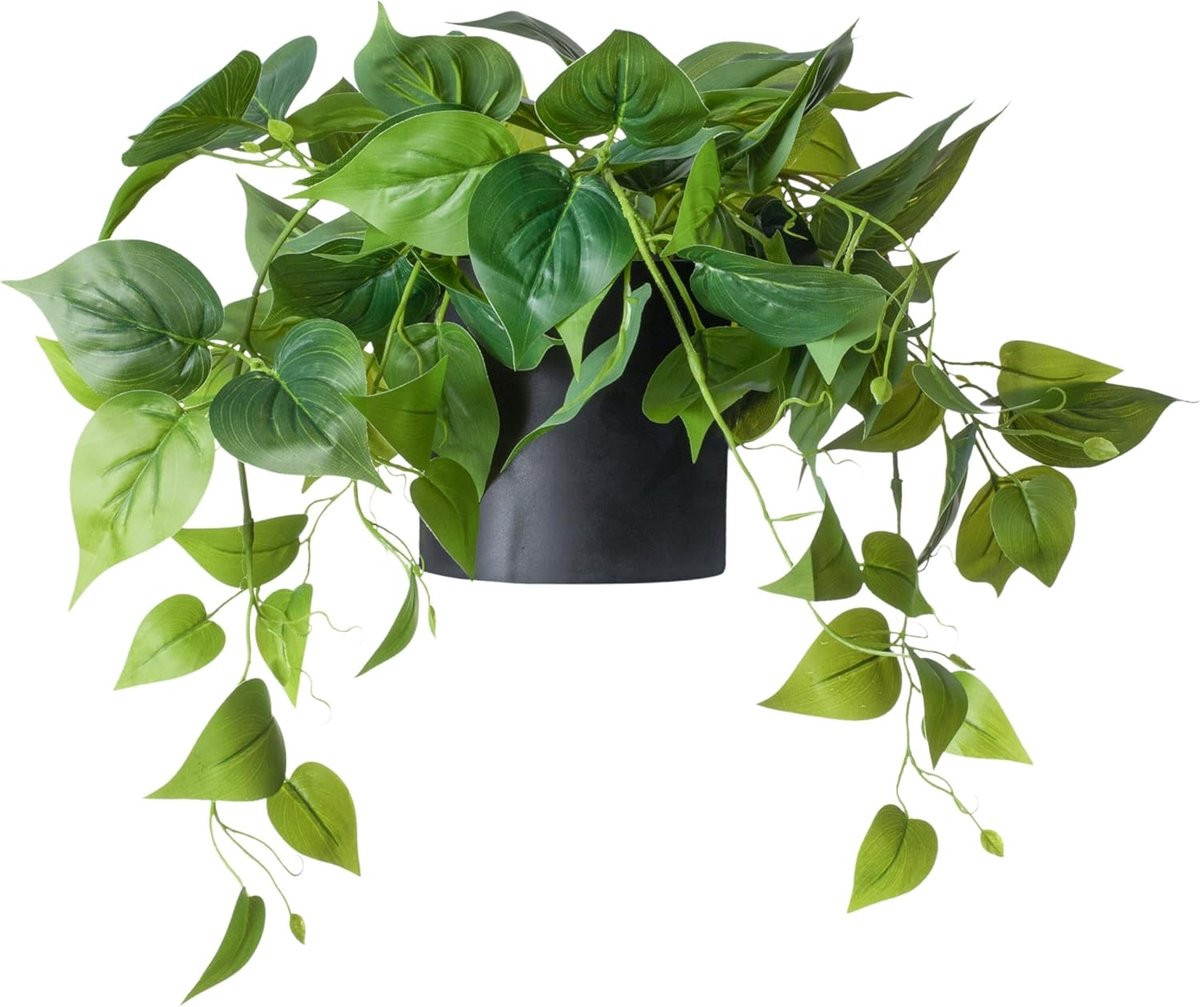 Kleine Pothos Kunstplant in Zwarte Pot - Minimalistische Binnenplant voor Thuis en Kantoor