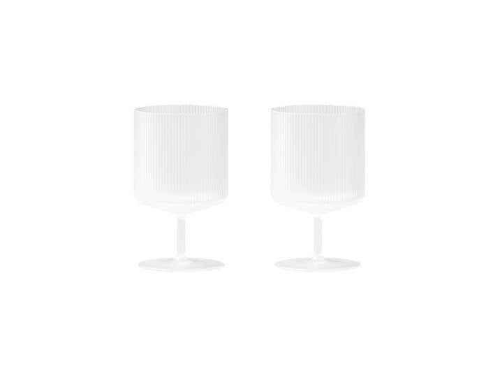 Ferm Living - Verre à vin Ripple - Blanc - Verre soufflé bouche
