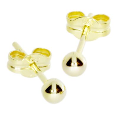 Paar Ohrstecker OSTSEE-SCHMUCK "Ostsee-Schmuck Ohrstecker Kugel 3 mm Ohrstecker Kugel 3 mm", gelb, Ohrringe, Damen, 3mm rund, Gelbgold 585