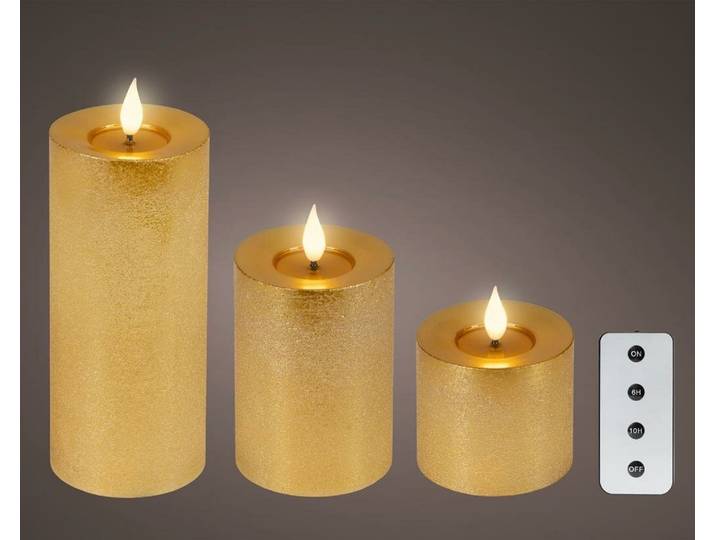 Lumineo Led kaarsen 3d vlam goud 3 stuks