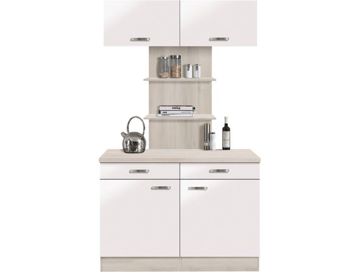 Buffet OPTIFIT Faro , weiss (weiß matt), B:120cm H:206,6cm T:60cm, Schränke, Buffet, mit Metallgriffen, Breite 120 cm
