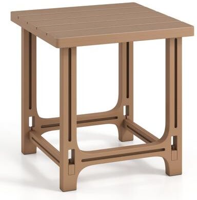 Costway 18 Inch Outdoor Adirondack Side Table with Slatted Surface-Brown