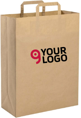 Shopper di carta con maniglia piatta colore naturale Personalizzate o neutre