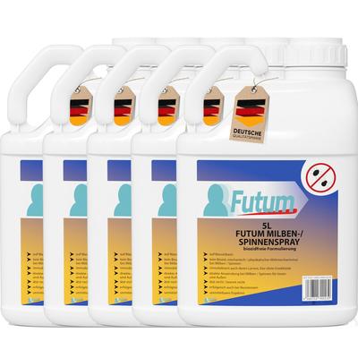FUTUM 5x5L Milbenspray / Spinnenspray bekämpft Insekten, Eier, Larven, Insektenspray ohne Biozide auf Wasserbasis, Sofortwirkung ohne Flecken